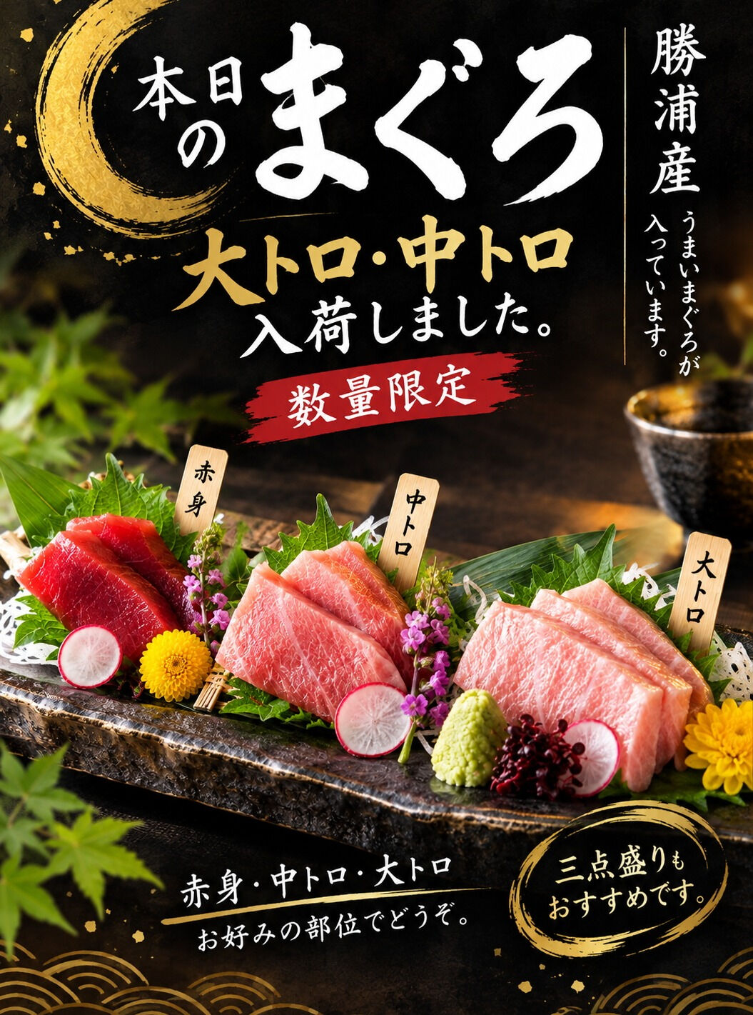 ◆本日の主役は、生まぐろの三つの味